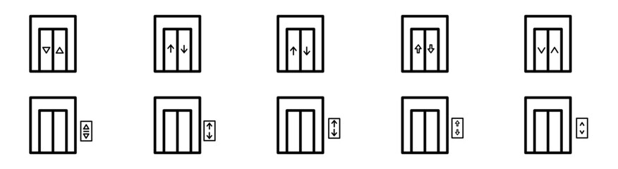 Elevator sign,building doorway symbol. Elevator, elevator icon set. Vector graphic illustration. © Rick Cranches