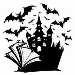 Halloween fairy tale book Silhouette Vector Illustration 