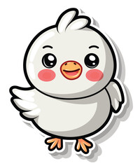 Cute chicken duck hand drawn flat stylish cartoon sticker icon