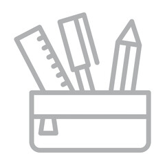 Pencil Case Vector Line Grey Icon Design