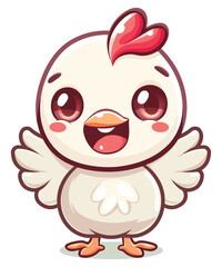 Cute chicken duck hand drawn flat stylish cartoon sticker icon
