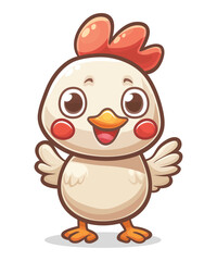 Cute chicken duck hand drawn flat stylish cartoon sticker icon