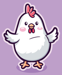 Cute chicken duck hand drawn flat stylish cartoon sticker icon