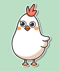 Cute chicken duck hand drawn flat stylish cartoon sticker icon