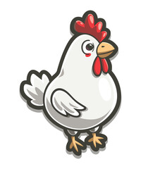 Cute chicken duck hand drawn flat stylish cartoon sticker icon