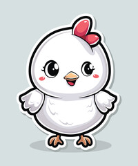 Cute chicken duck hand drawn flat stylish cartoon sticker icon