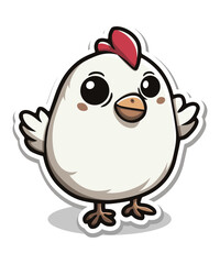 Cute chicken duck hand drawn flat stylish cartoon sticker icon