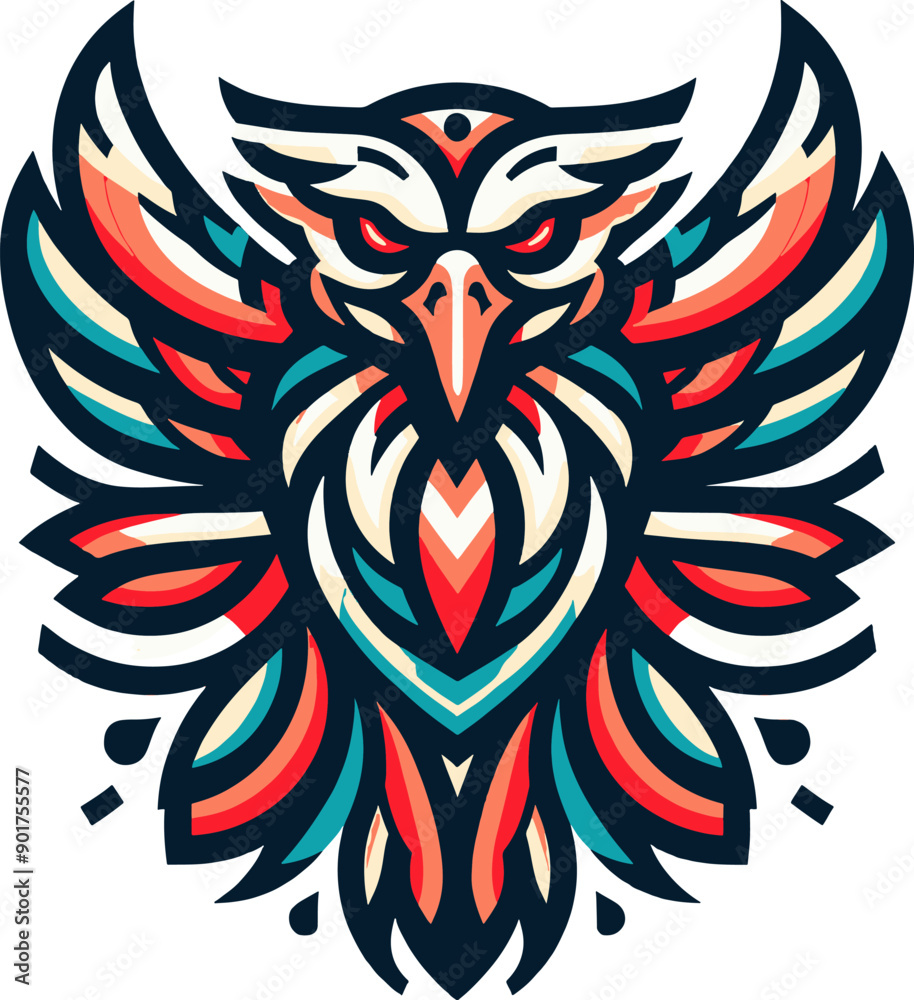 Sticker tribal tattoo art design of eagle logo silhouette