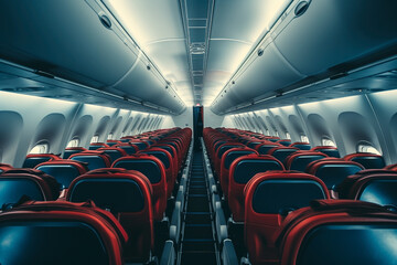 Fototapeta premium empty seats in aircraft cabin