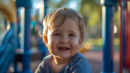 Joyful Toddler Enjoying Playtime at Sunset