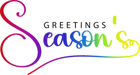 Season's Greetings trendy lettering text. Hand written calligraphy inscription with omela leaves, spruce branch. Vector