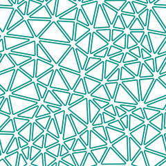 Fototapeta premium Triangles pattern. Compact triangles size. Solid Color style. Rounded triangles outlined. Repeatable pattern. Aqua Harmony Spectrum. Beautiful vector tiles. Seamless vector illustration.