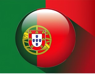 Illustration of a ball in the shape of the Portugal flag with a map Portugal in the background