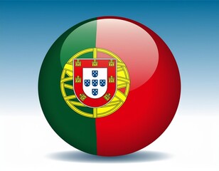 Obraz premium Illustration of a ball in the shape of the Portugal flag with a map Portugal in the background