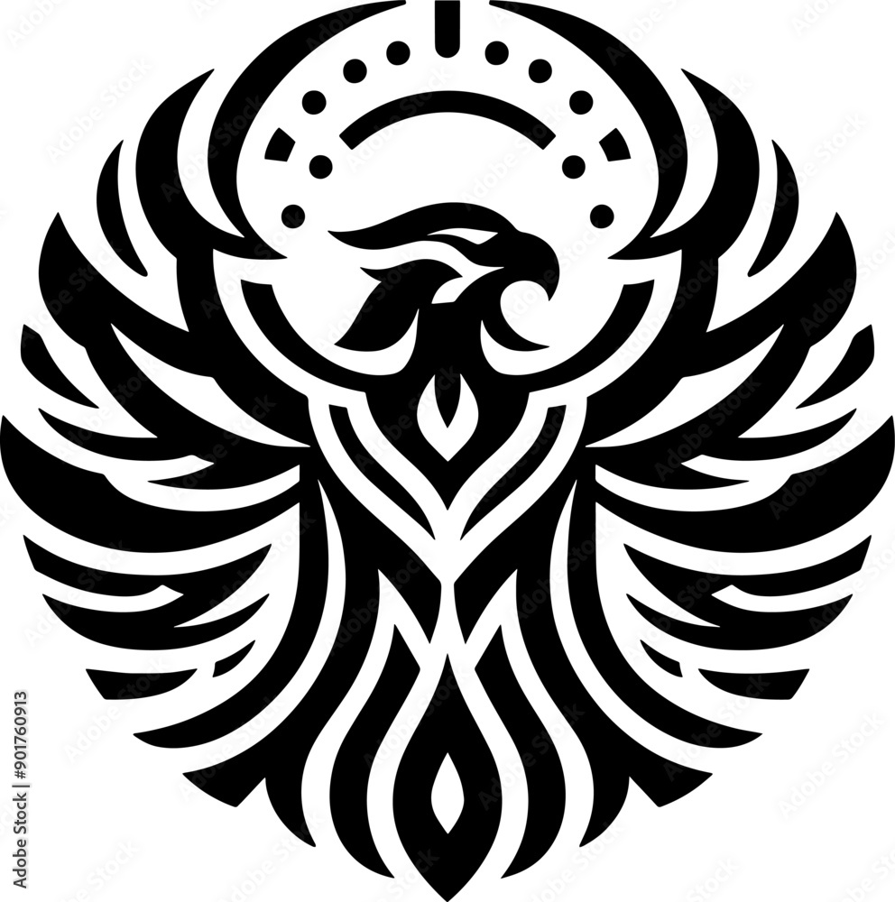 Sticker tribal Tattoo art design of eagle logo silhouette 