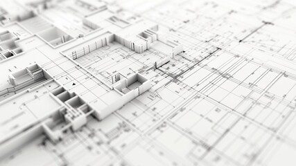 Fototapeta premium construction planning, floor plan, blue print or floor drawing in white. Facility design. Facility planning