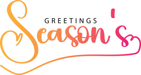 Fototapeta premium Season's Greetings trendy lettering text. Hand written calligraphy inscription with omela leaves, spruce branch. Vector