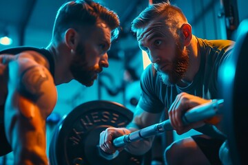 Focused Athletes Lifting Weights: Strength Training, Fitness, Gym