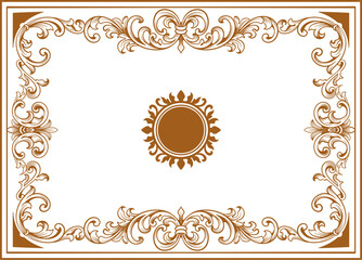 Baroque engraved. Victorian floral ornamental borders, vintage decorative frame elements. Vector illustration royal set for wedding invitation and greeting cards, ornaments romantic invitations