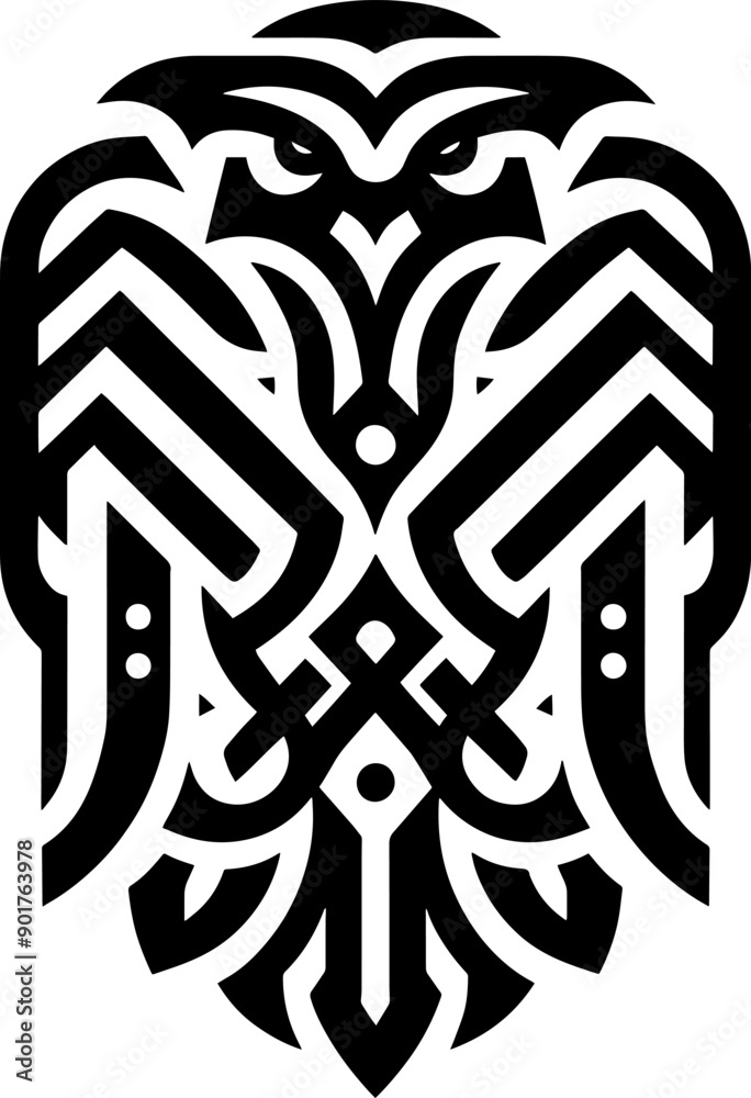 Wall mural tribal tattoo art design of eagle logo silhouette