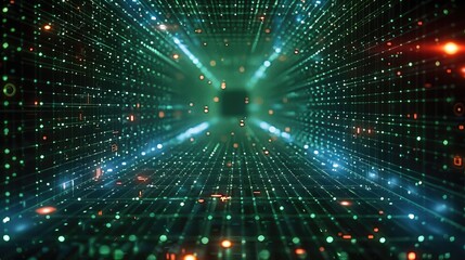 Holographic Interface, This background showcases a transparent holographic grid interface with virtual buttons and data streams. The grid is composed of thin. Generative AI.