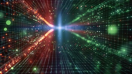 Holographic Interface, This background showcases a transparent holographic grid interface with virtual buttons and data streams. The grid is composed of thin. Generative AI.