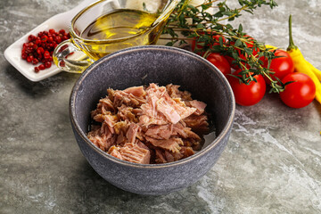 Canned tuna fillet for salad