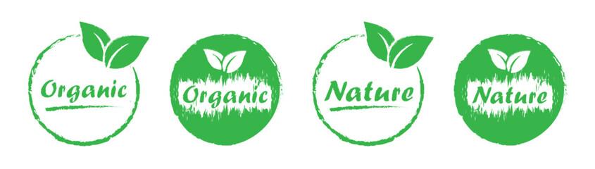 Organic, vegan and nature set icon, vector illustration