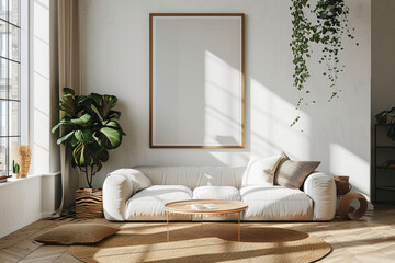 Living room open concept and contemporary decor with empty frame