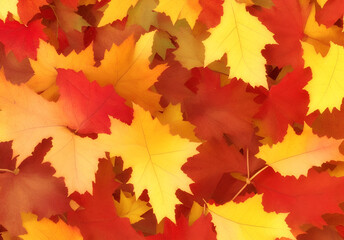 Fototapeta premium Maple leaves change color in autumn. Generative AI