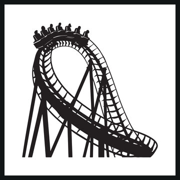 black roller coaster ride silhouette clip art preview