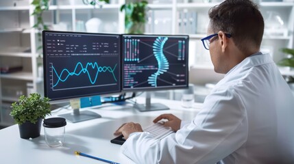 A scientist explaining bioinformatics methods