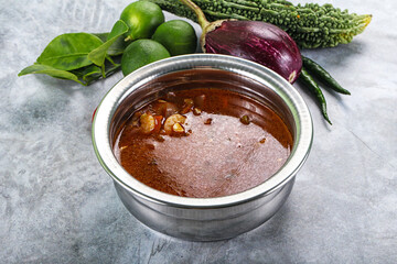 Spicy and Sour Soup with Prawns