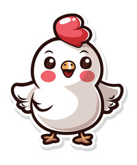 Cute chicken duck hand drawn flat stylish cartoon sticker icon