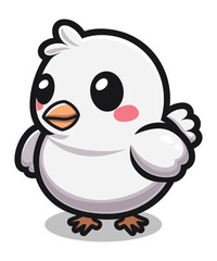 Cute chicken duck hand drawn flat stylish cartoon sticker icon
