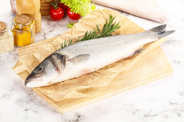 Raw seabass fish for cooking