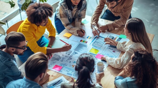 A team of designers collaborating on a user experience project