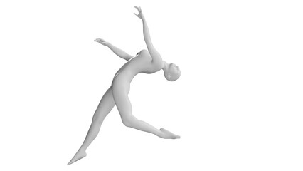 Female Mannequin in Graceful Jumping Pose Isolated on Transparent Background. Side View