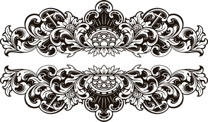 Baroque engraved. Victorian floral ornamental borders, vintage decorative frame elements. Vector illustration royal set for wedding invitation and greeting cards, ornaments romantic invitations