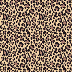 
leopard pattern vector seamless background, wild cat texture, fashionable print for textiles