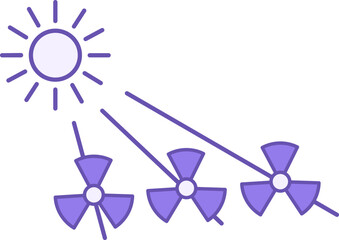 Solar Irradiance Color Icon. Vector Icon. Sun and Radiation on Rays. Human Health Hazard. Climate Change Concept