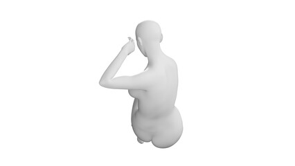 Female Mannequin Exercising (Doing Abs) Isolated on Transparent Background. Back View