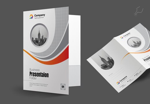Presenation Folder Template With Red Accents