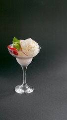 ice cream circles in a glass, for a restaurant