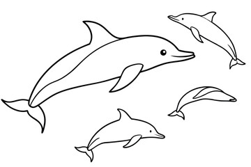 Dolphin line art illustration Design Concepts