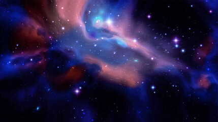 Space vector background with realistic nebula and shining stars. Magic colorful galaxy with stardust