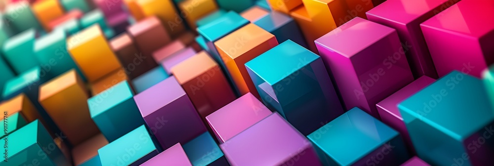 Poster a colorful image of blocks in various colors. the blocks are arranged in a way that creates a sense 