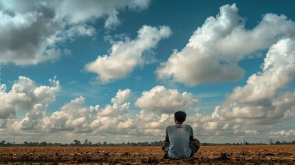 Obraz premium Impact of Climate Change on Farmers. Global warming theme background. AI generated image