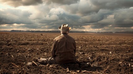 Impact of Climate Change on Farmers. Global warming theme background. AI generated image