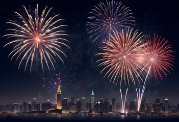 Fototapeta premium fireworks over the city